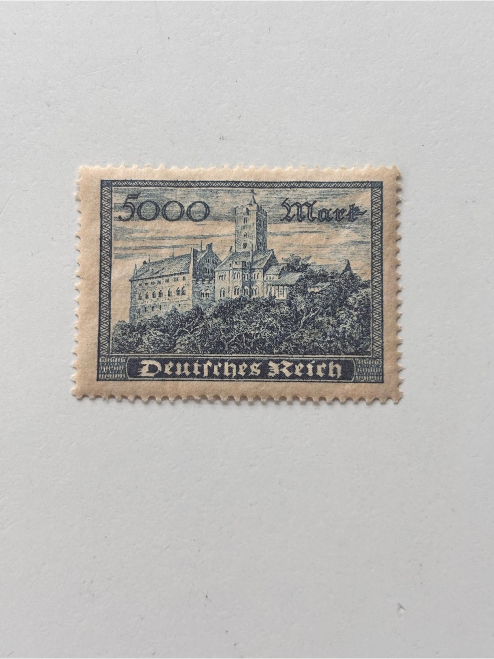 Vintage Deutsches Reich Stamp Wall Art in Beige and Black